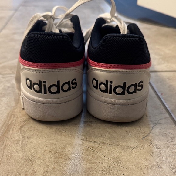 Adidas Women's White and Navy Sneakers with Pink Accents - Picture 3 of 8
